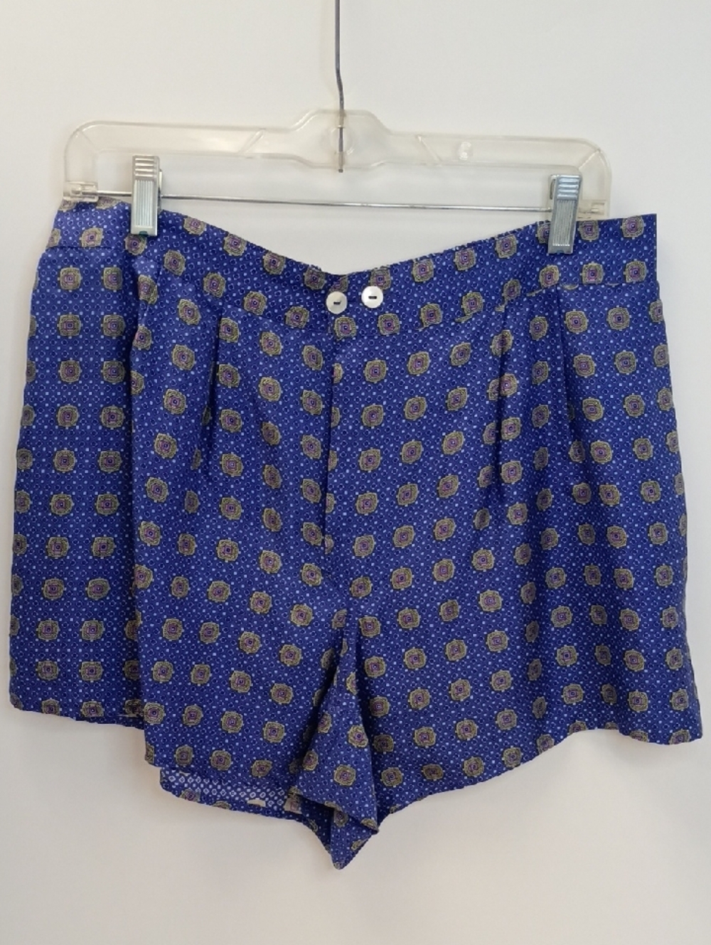 Victoria’s Secret 100% Silk Blue Patterned Boxers Lounge Shorts Size Extra Large